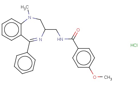 BENZAMIDE, 4-METHOXY-N-((1-METHYL-5-PHENYL-2,3-DIHYDRO-1,4-BENZODIAZEP IN-2-YL)METHYL)-, MONOHYDROCH